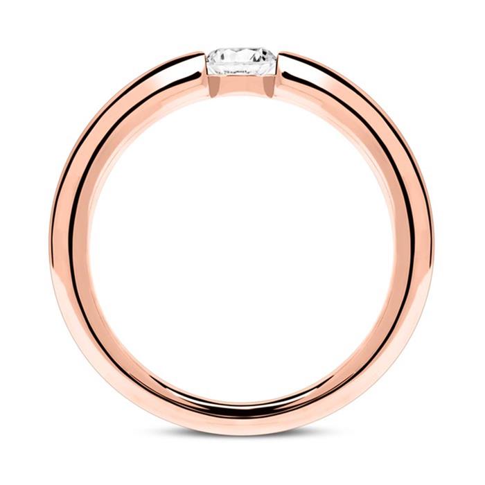 18 karaat rosegouden ring met Diamant 0,25ct.