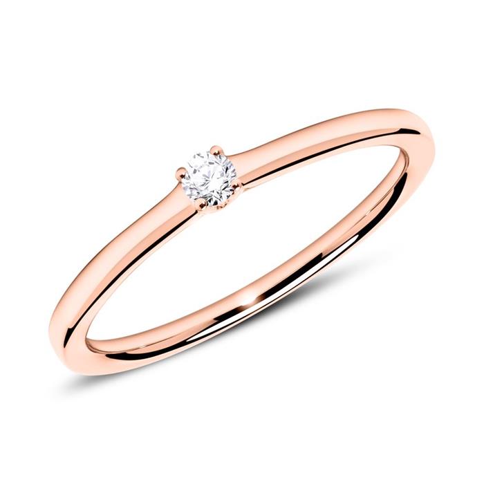 14ct rose gold solitaire ring with diamond 0,05 ct.