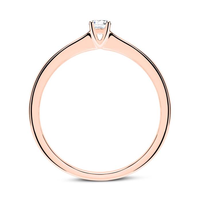 Engagement ring in 14ct rose gold with diamond 0,10 ct.