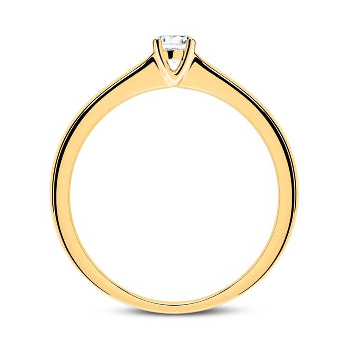 14 karaat gouden ring met Diamant 0.15 ct.