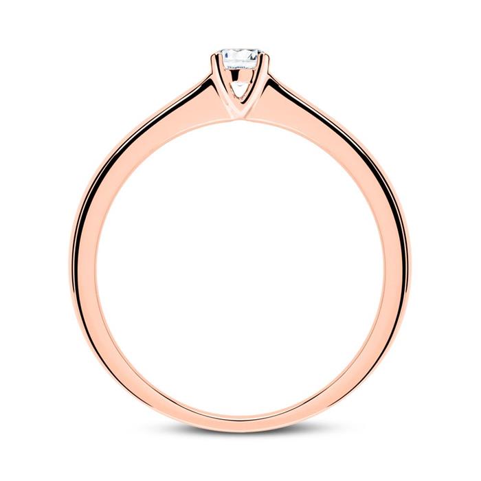 Engagement ring in 14ct rose gold with diamond 0,15 ct.