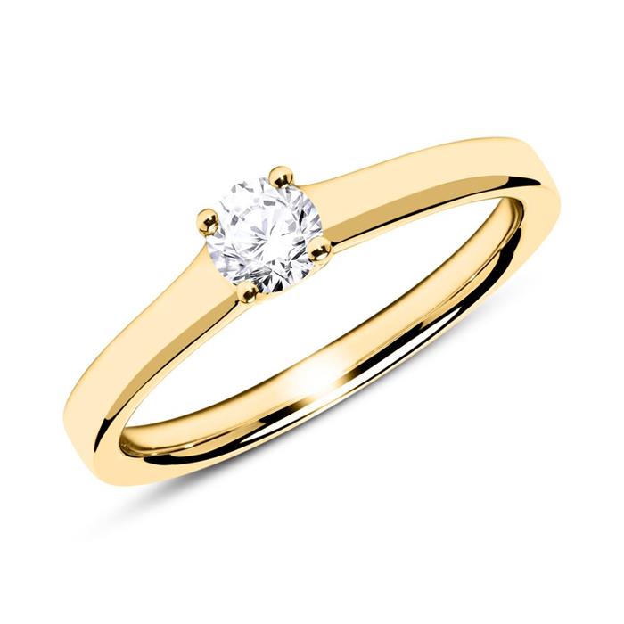 14ct gold engagement ring with diamond 0,25 ct.