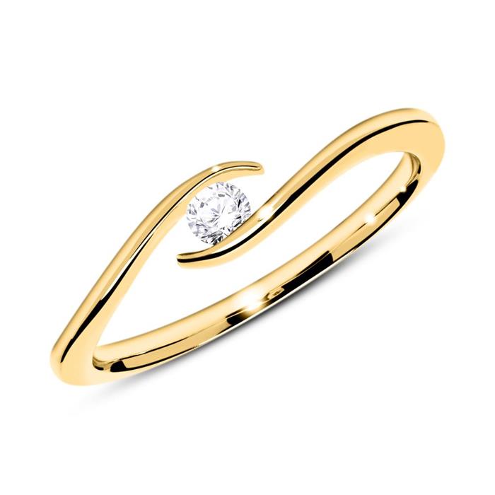 14 karaat gouden ring met Diamant 0,10 ct.