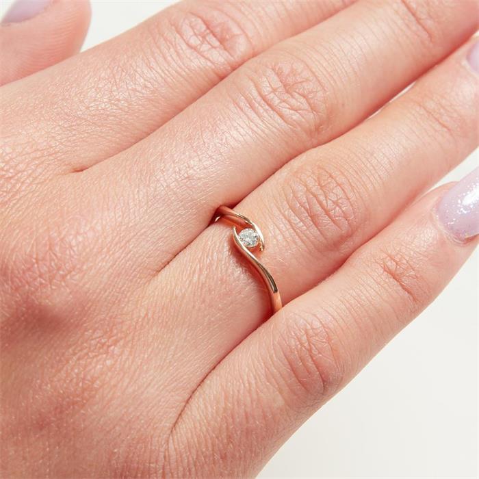 Ring aus 14K Roségold mit Diamant 0,10 ct.