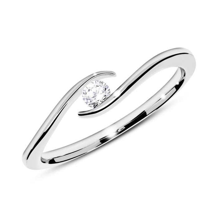 Ring in 18ct white gold with diamond 0,10 ct.