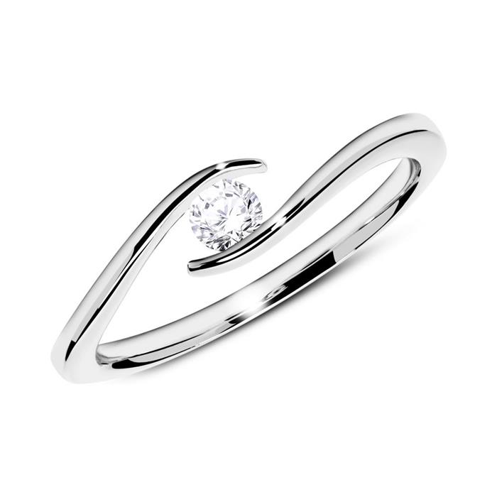 18ct white gold engagement ring with diamond 0,15 ct.