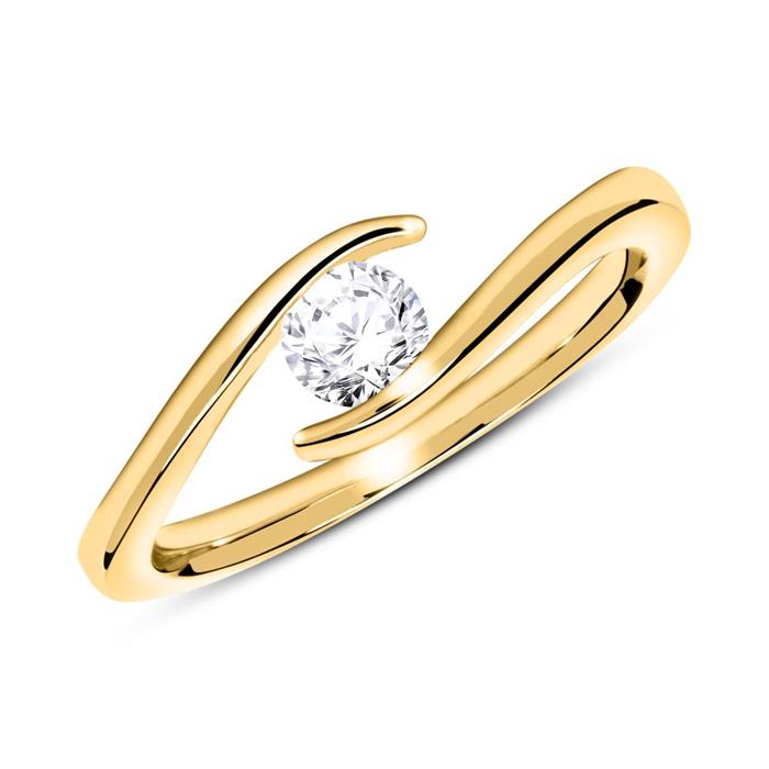 14 karaat gouden ring met Diamant 0.25 ct.