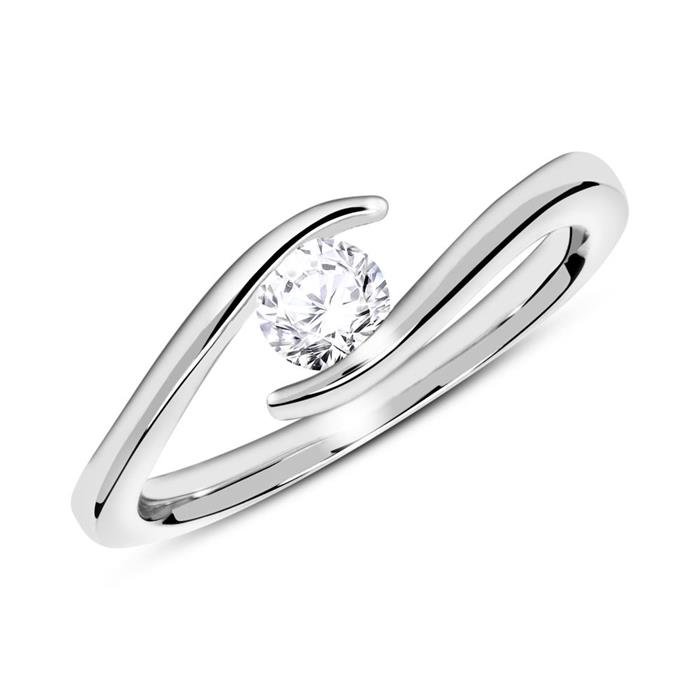 18ct white gold engagement ring with diamond 0,25 ct.