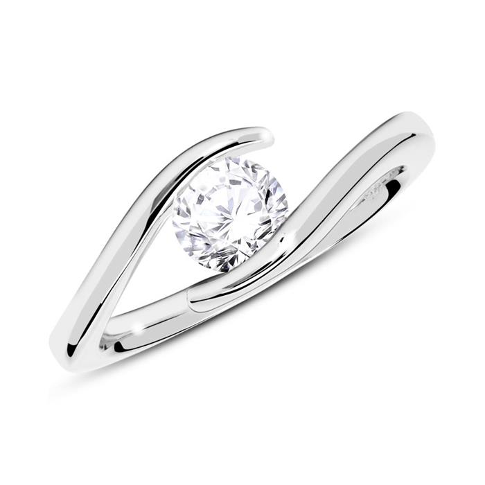 14 quilates anillo de compromiso de oro blanco con diamante 0,50 ct.
