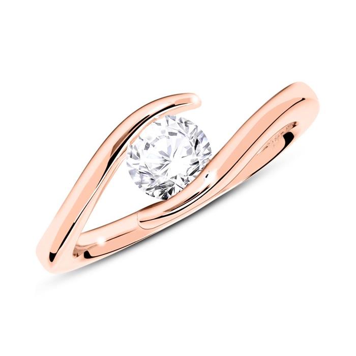 Engagement ring in 14ct rose gold with diamond 0,50 ct.