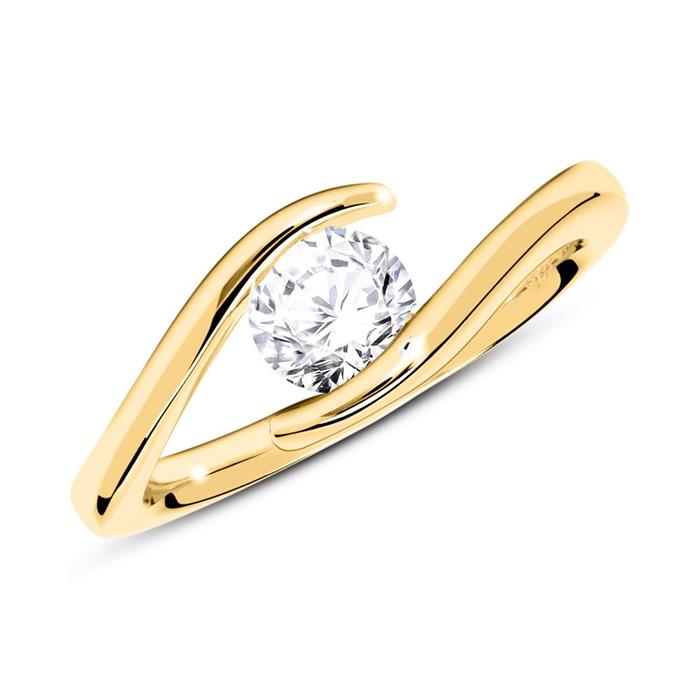 18ct gold engagement ring with diamond 0,50 ct.