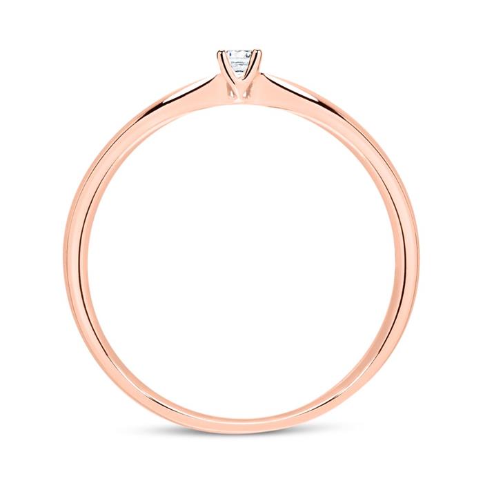14ct rose gold engagement ring with diamond 0,05 ct.