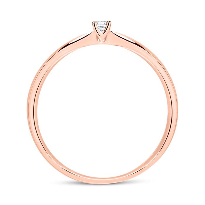 Anillo de compromiso en oro rosa de 18 quilates con diamante 0,05 ct.