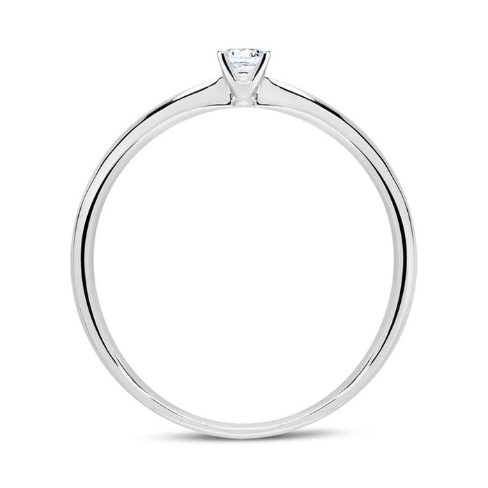 14k witgouden ring met Diamant 0.10 ct.
