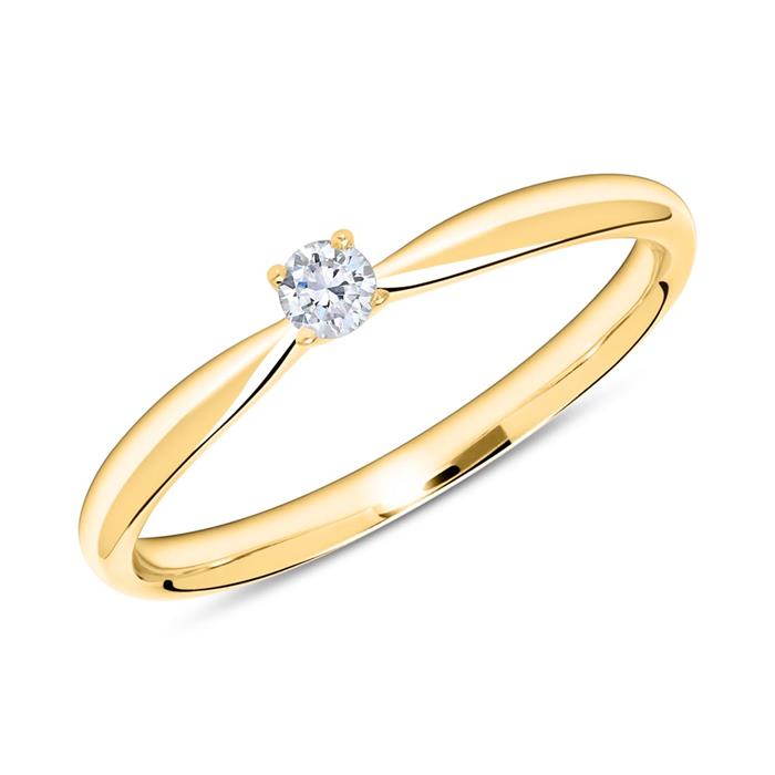 18 karaat gouden ring met Diamant 0.10 ct.