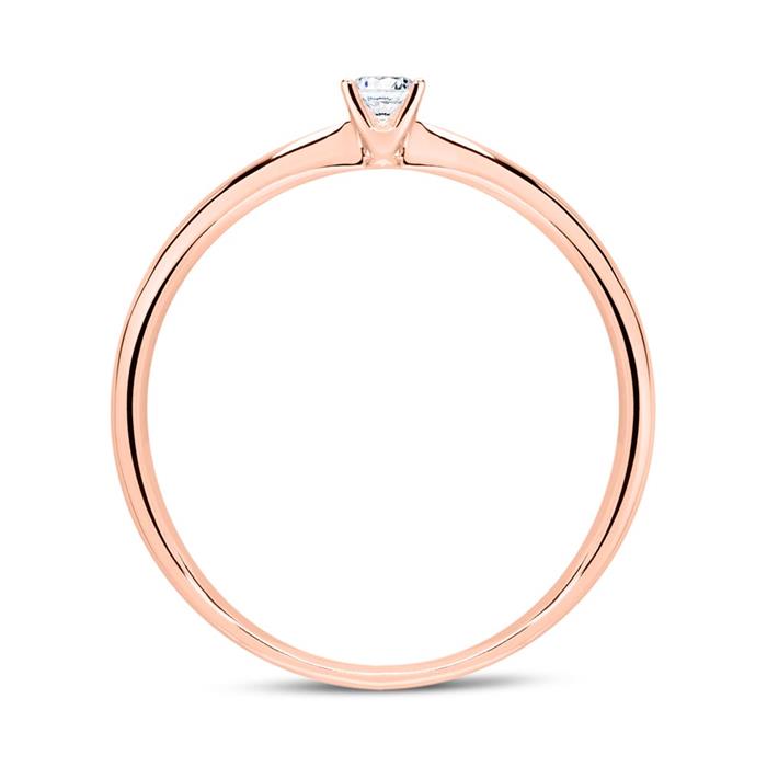 Ring in 18ct rose gold with diamond 0,10 ct.