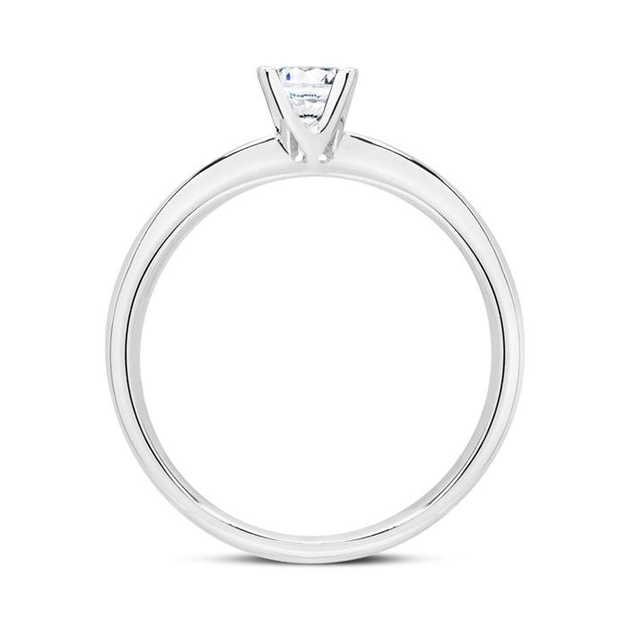 18ct white gold engagement ring with diamond 0,25 ct.