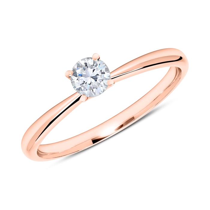 Ring in 18ct rose gold with diamond 0.25 ct.