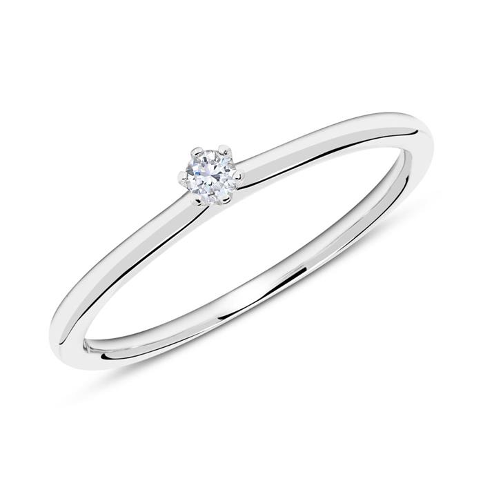 Engagement ring in 14ct white gold with diamond 0,05 ct.