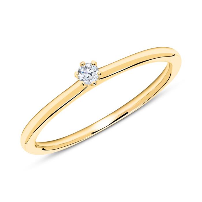 Anillo en oro 14 quilates con diamante 0,05 ct.