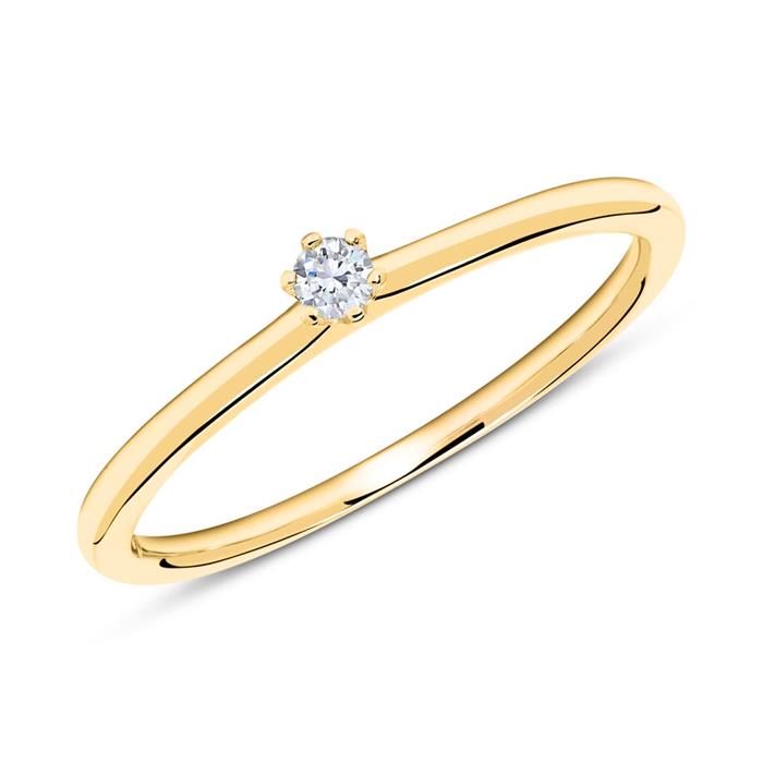 Engagement ring in 18ct gold with diamond 0,05 ct.