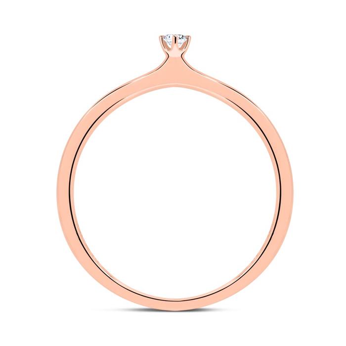 750er Roségold Solitärring mit Diamant 0,05 ct.