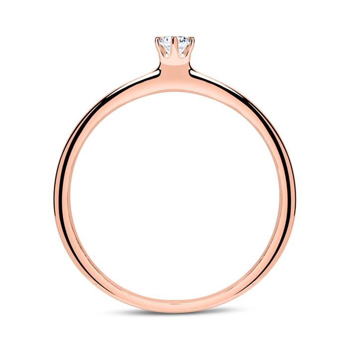 14ct rose gold engagement ring with diamond 0,10 ct.