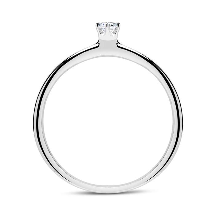 18 Karaat Witgouden Solitaire Ring Met Diamant 0.10 Ct.