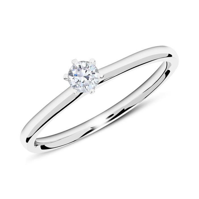 Engagement ring in 14ct white gold with diamond 0,15 ct.