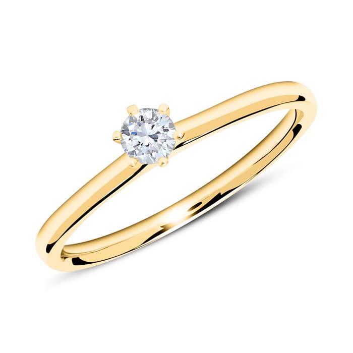 Anillo de compromiso de oro de 14 quilates con diamante de 0,15 ct.