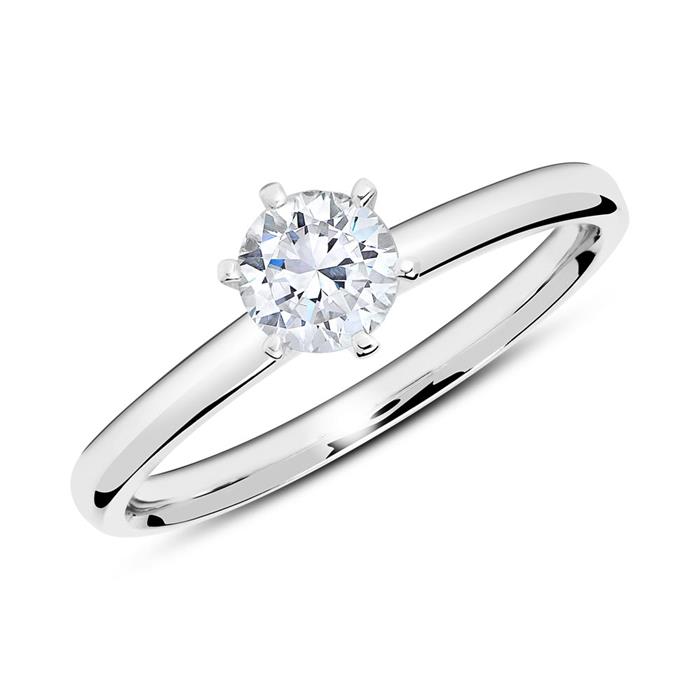 14ct white gold engagement ring with diamond 0,50 ct.