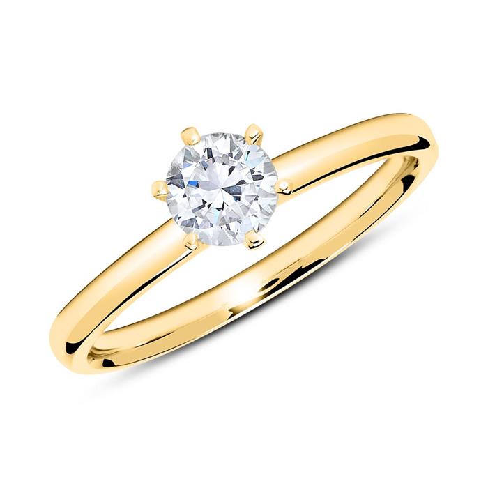 Anillo en oro 14 quilates con diamante 0,50 ct.