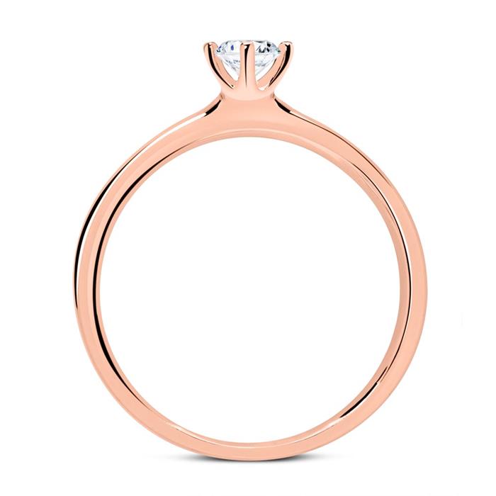 18ct rose gold solitaire ring with diamond 0,50 ct.