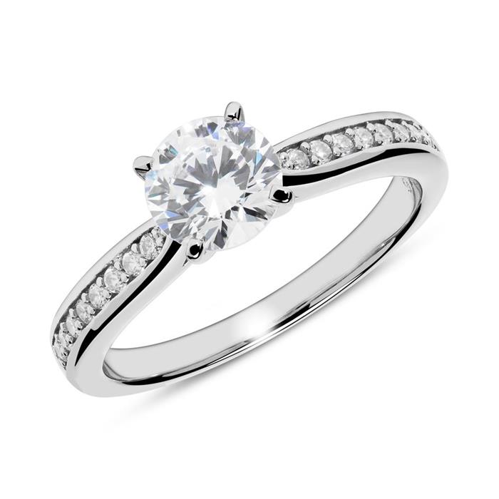 Sterling silver engagement ring with zirconia