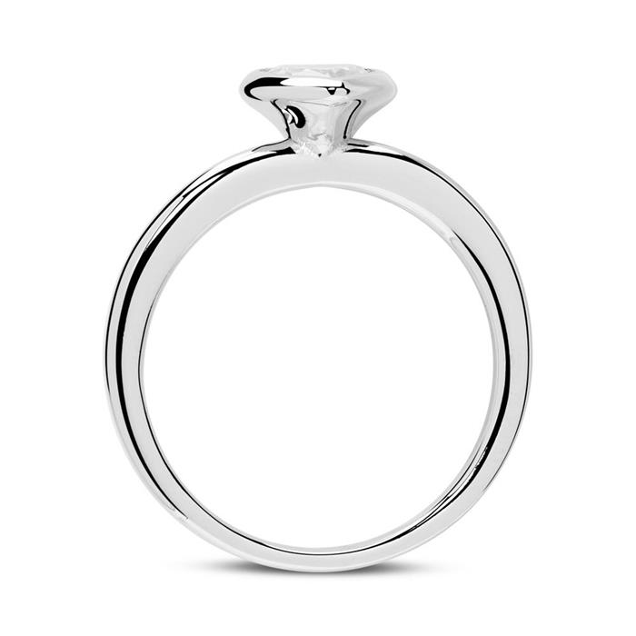 Sterling silver engagement ring heart with zirconia