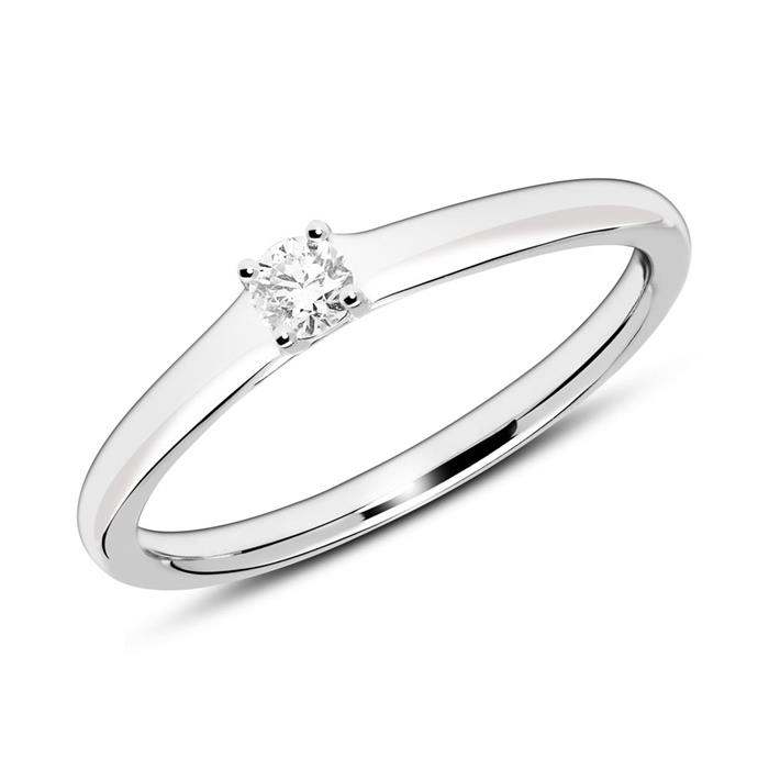 Engagement ring in 14ct white gold engravable with diamond