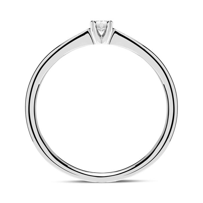 14k witgouden graveerbare solitaire ring met Diamant