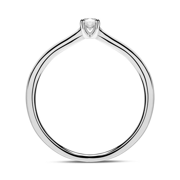 14 karaat witgouden graveerbare solitaire ring met Diamant