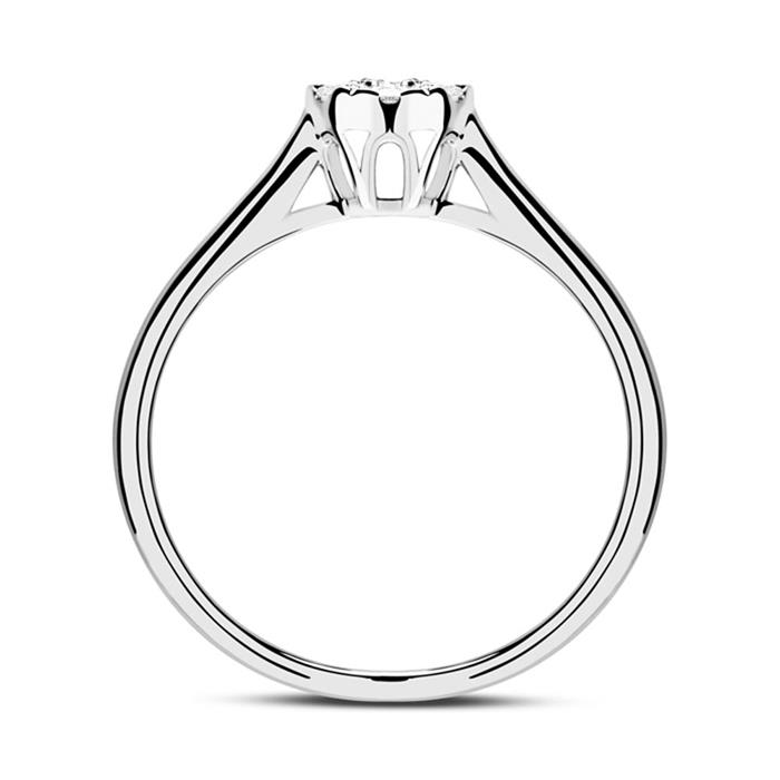 Diamanten ring in 14 karaat witgoud