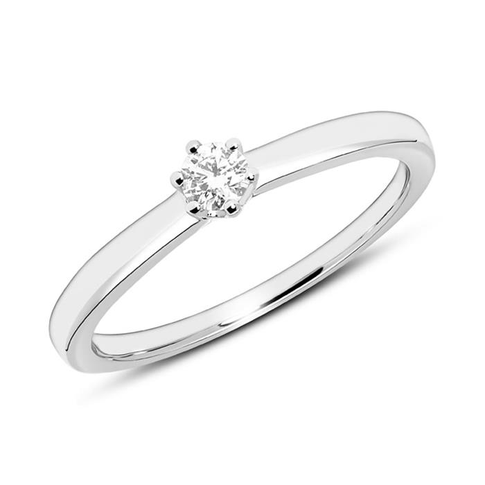 Engravable ring in 14ct white gold with diamond