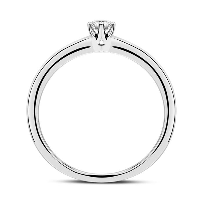 14 quilates anillo grabable de oro blanco con diamante