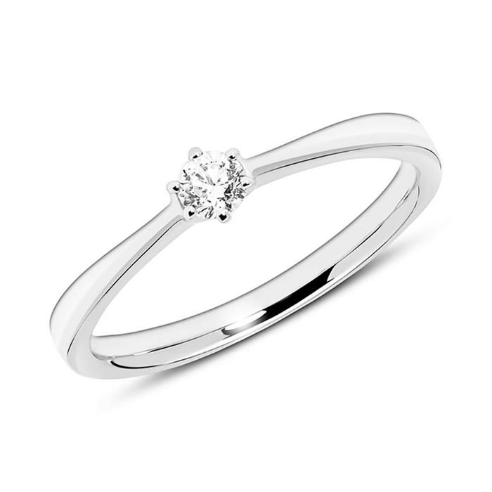 14ct white gold engagement ring engravable with diamond
