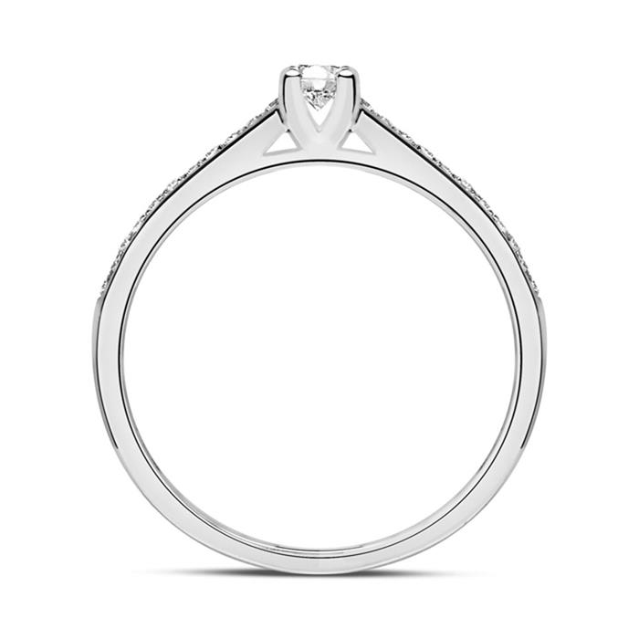 Engraving engagement ring in 14ct white gold with diamonds