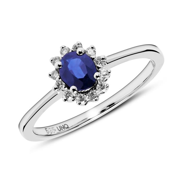 Engagement Ring In 585 White Gold With Sapphire Diamonds
