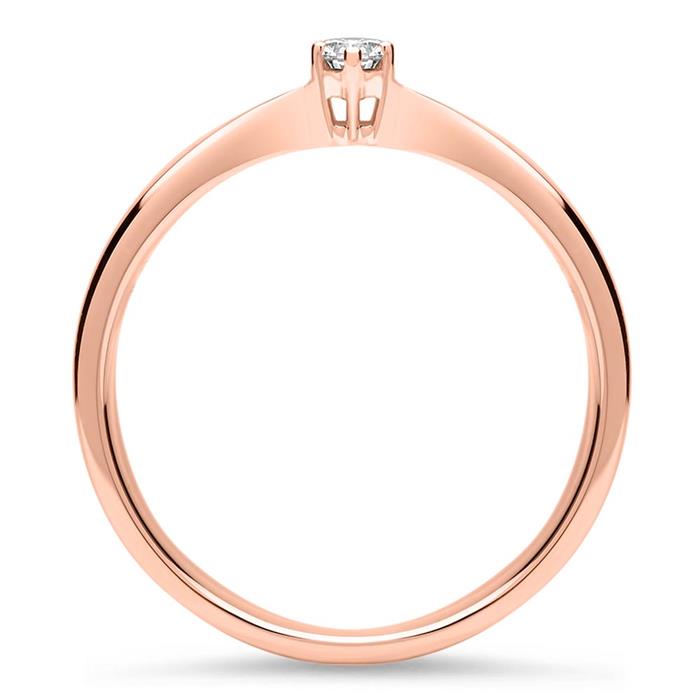 Engagement ring in 14ct rose gold with diamond 0,05 ct.