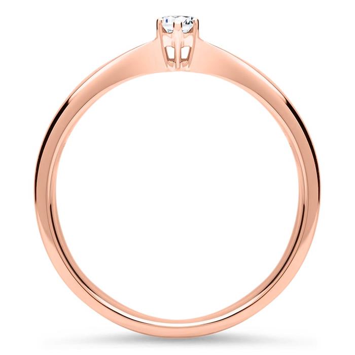 Engagement ring in 14K rose gold with diamond, Lab-grown