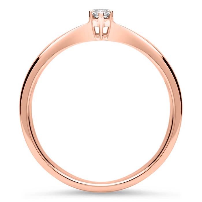 Ring in 14 karaat roségoud met Diamant 0,10 ct.