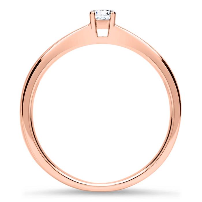 Solitaire ring in 14 karaat roségoud met LAB grown Diamant