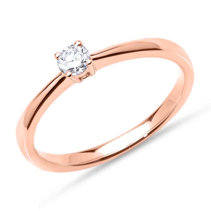 14ct rose gold engagement ring with diamond 0,15 ct.