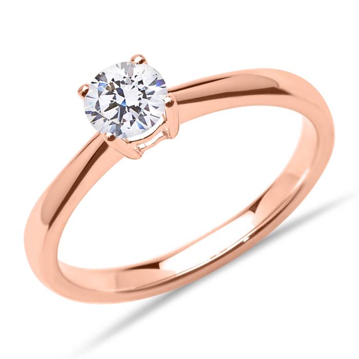 Solitaire ring in 14K rose gold with diamond, Lab-grown